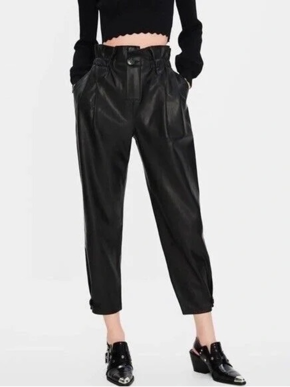 Zara Faux Leather Baggy Pants